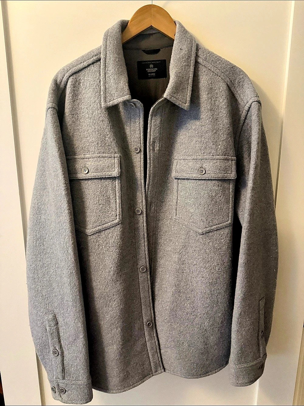 Reigning Champ Boiled Wool Warden Overshirt Gray XXL